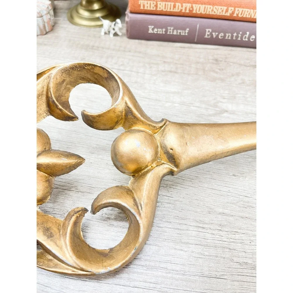 Heavy Faux Brass Ornate Gold Key - Cast Iron Wall Decor